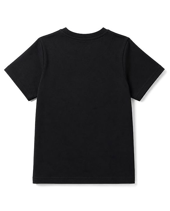 Pine Kids Cotton Knit Half Sleeves  T-Shirt With Text Print - Black