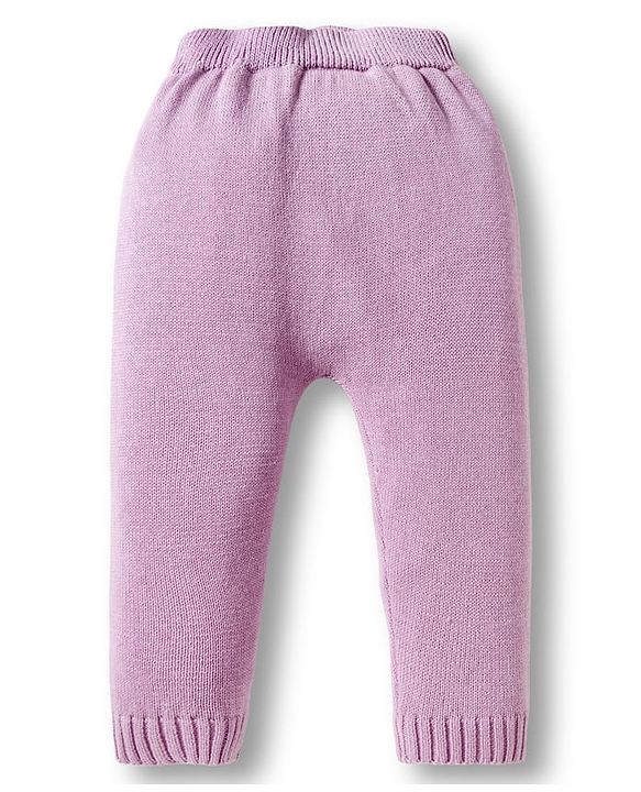 Babyhug Cotton Knit Full Sleeves Pullover Sweater Set with Cap & Floral Design - Lavender