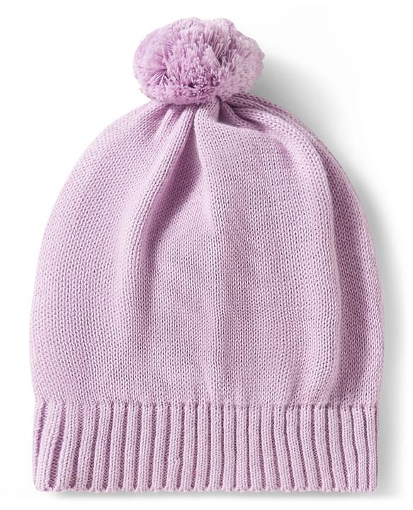 Babyhug Cotton Knit Full Sleeves Pullover Sweater Set with Cap & Floral Design - Lavender