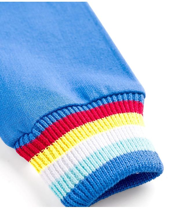 Babyhug Cotton Knit Full Sleeves Hooded Sweatjacket With Text Print - Blue