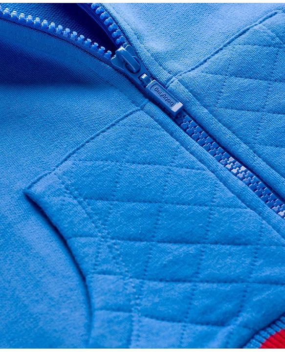 Babyhug Cotton Knit Full Sleeves Hooded Sweatjacket With Text Print - Blue