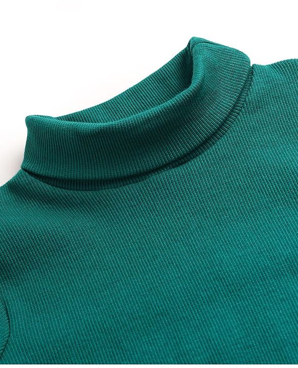 Babyhug Cotton Elastane Full Sleeves Solid Color Turtle Neck Winter T-Shirt - Green