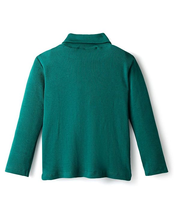 Babyhug Cotton Elastane Full Sleeves Solid Color Turtle Neck Winter T-Shirt - Green