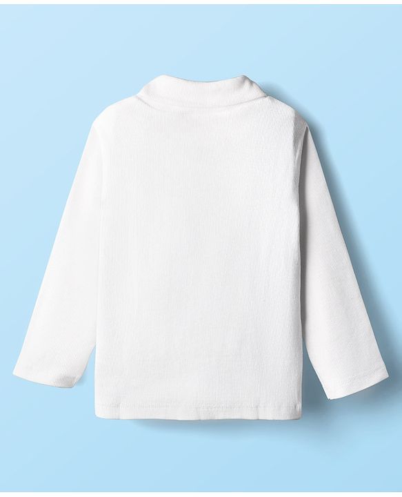 Babyhug Cotton Knit Full Sleeves Turtle Neck Winter T-Shirt - White