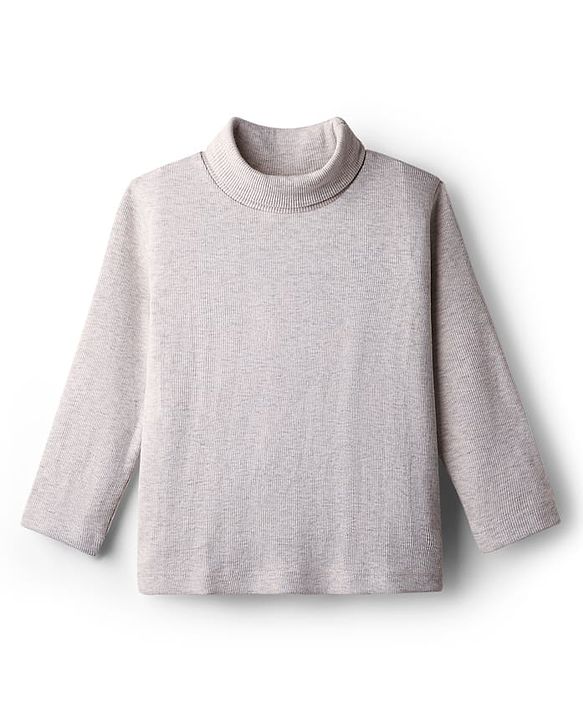 Babyhug Cotton Knit Full Sleeves Turtle Neck Winter T-Shirt - Grey
