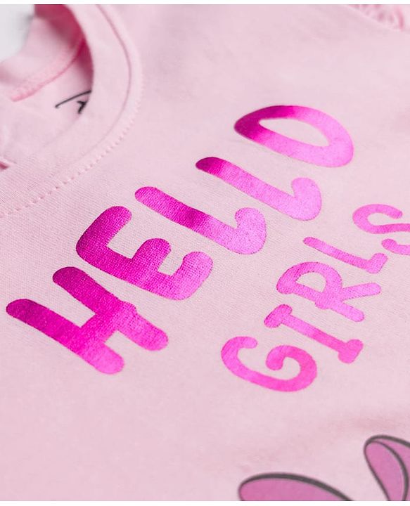 Babyhug Disney Single Jersey Knit Full Sleeves T-Shirt and Leggings with Minnie and Friends Graphics - Pink & Navy Blue