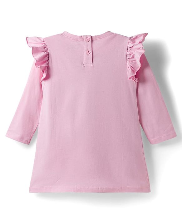 Babyhug Disney Single Jersey Knit Full Sleeves T-Shirt and Leggings with Minnie and Friends Graphics - Pink & Navy Blue