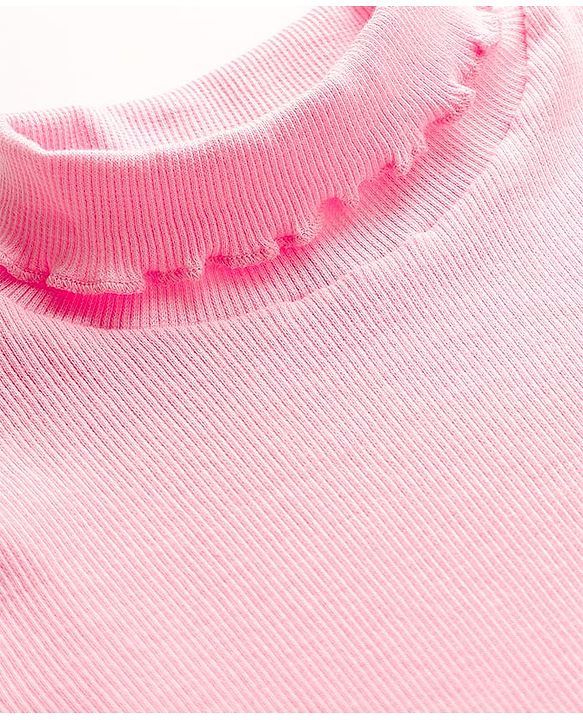 Babyhug Cotton Knit Full Sleeves Turtle Neck Winter T-Shirt - Pink