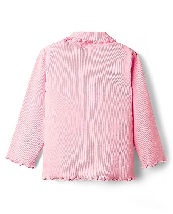Babyhug Cotton Knit Full Sleeves Turtle Neck Winter T-Shirt - Pink