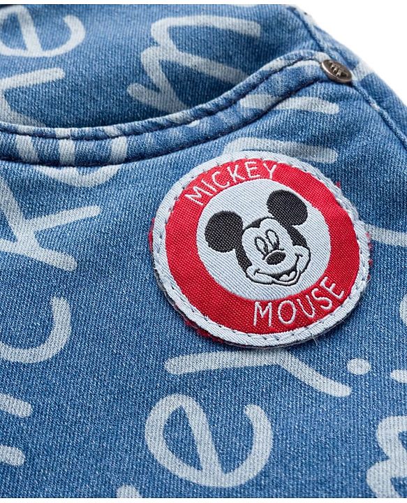 Pine Kids Disney Denim Woven Full Length Jeans With Mickey Mouse Print - Blue