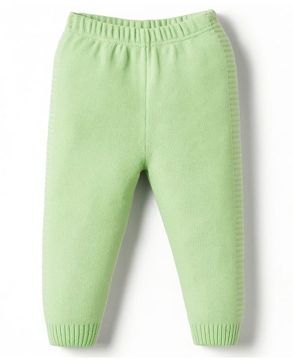 Babyhug Knitted Full Sleeves Striped Hooded Sweater Set - Blue & Green
