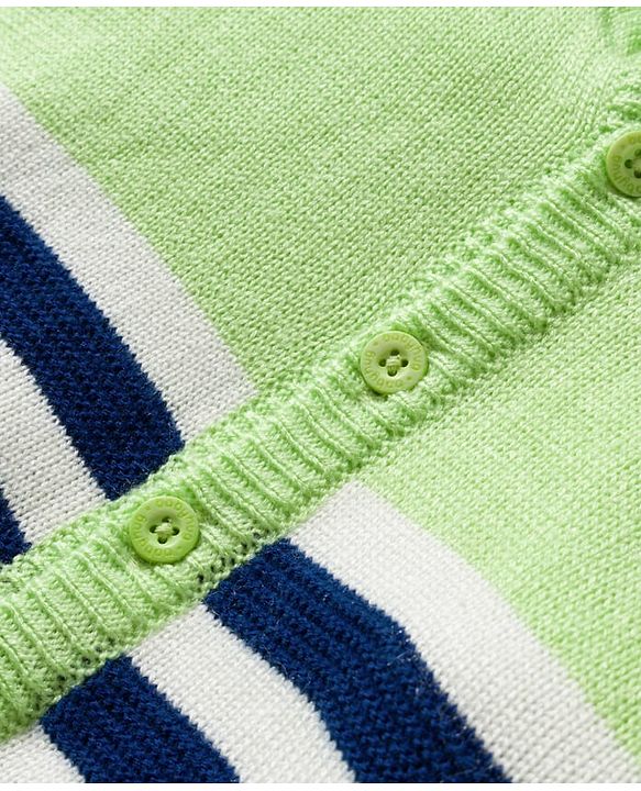 Babyhug Knitted Full Sleeves Striped Hooded Sweater Set - Blue & Green