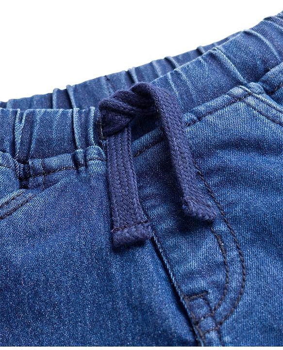 Babyhug Denim Woven Full Length Jeans With Spiderman Print - Blue