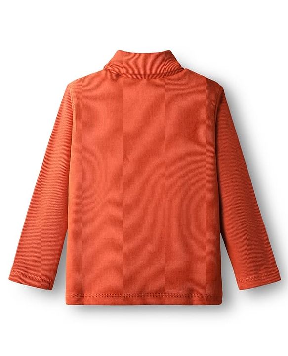 Babyhug Cotton Knit Full Sleeves Turtle Neck Winter T-Shirt - Rust Orange