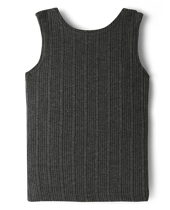 Babyhug Knit Full Sleeves Solid Color Thermal Inner Wear Set - Charcoal Grey