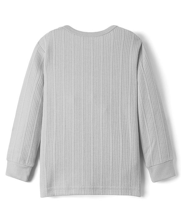 Babyhug Knit Full Sleeves Solid Thermal Inner Wear Set - Light Grey