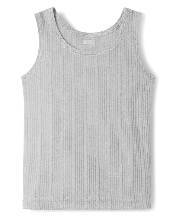 Babyhug Knit Full Sleeves Solid Thermal Inner Wear Set - Light Grey