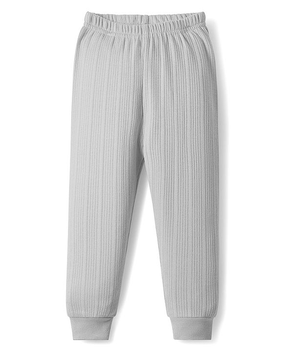 Babyhug Knit Full Sleeves Solid Thermal Inner Wear Set - Light Grey