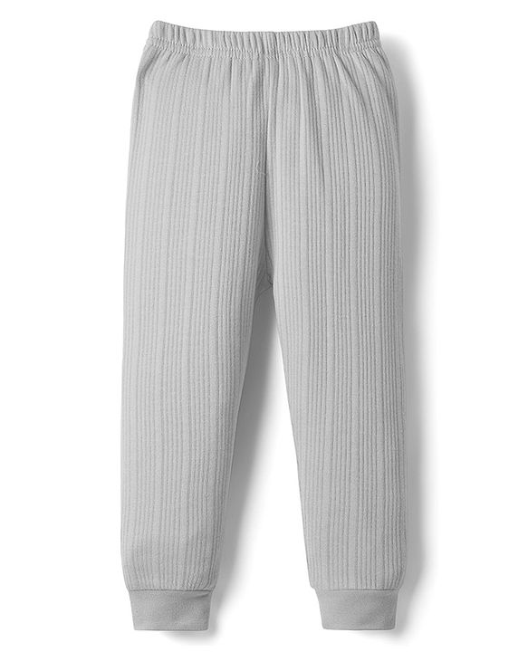 Babyhug Knit Full Sleeves Solid Thermal Inner Wear Set - Light Grey