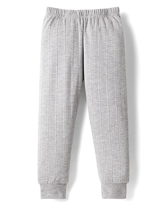 Babyhug Knit Full Sleeves Solid Thermal Inner Wear Set - Light Grey