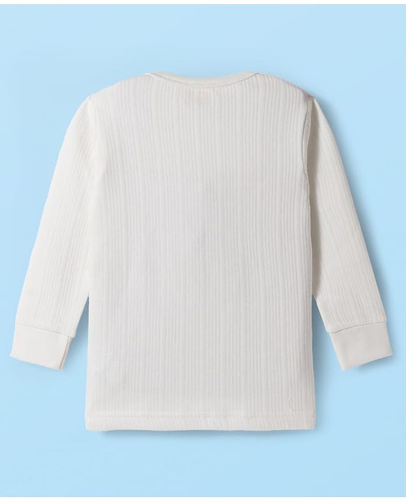 Babyhug Knit Full Sleeves Solid Colour Thermal Inner Wear Set With Vest - Off White