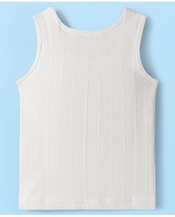 Babyhug Knit Full Sleeves Solid Colour Thermal Inner Wear Set With Vest - Off White