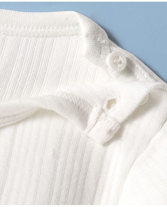 Babyhug Knit Full Sleeves Solid Colour Thermal Inner Wear Set With Vest - Off White