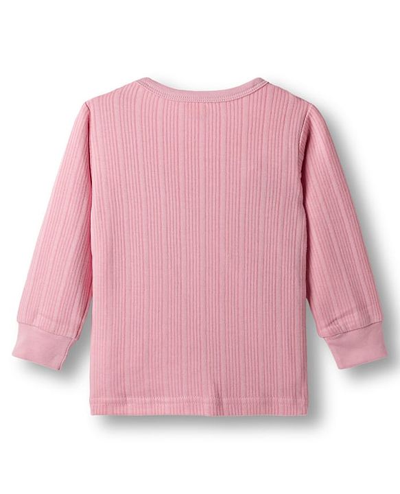 Babyhug Knit Full Sleeves Solid Color Pullover & Sleeveless Thermal Vest & Pant Set - Pink