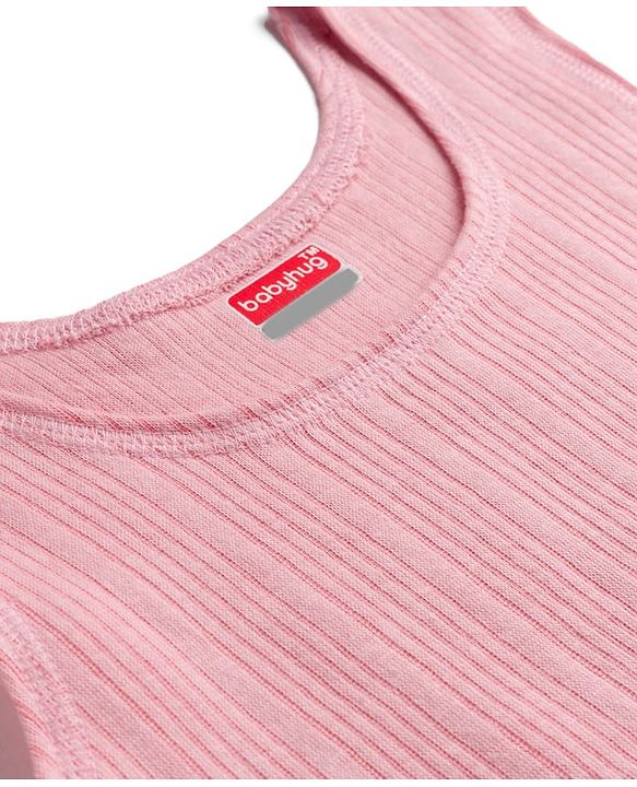 Babyhug Knit Full Sleeves Solid Color Pullover & Sleeveless Thermal Vest & Pant Set - Pink