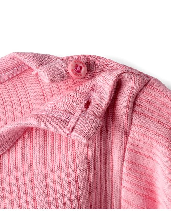 Babyhug Knit Full Sleeves Solid Color Pullover & Sleeveless Thermal Vest & Pant Set - Pink