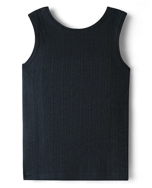 Babyhug Knit Full Sleeves Solid Thermal Inner Wear Set - Navy Blue