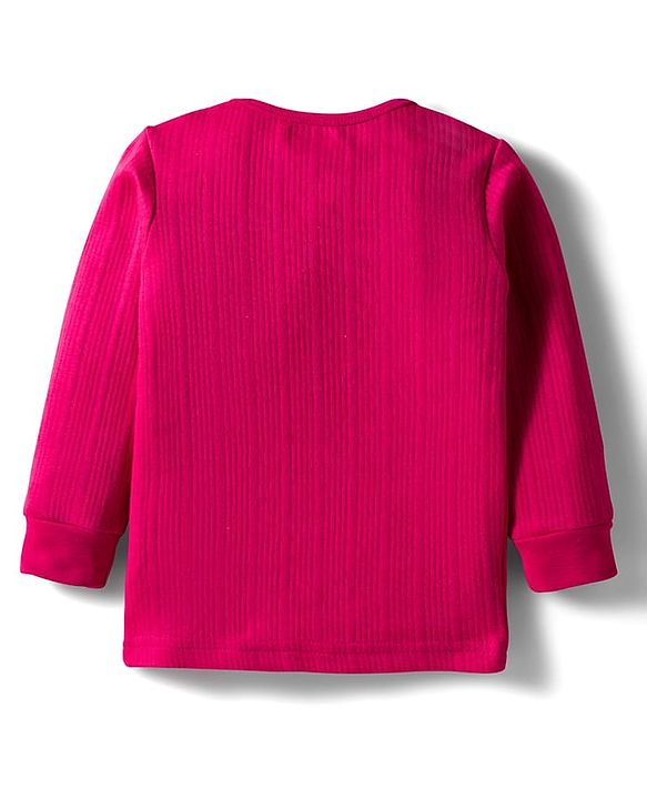 Babyhug Knit Full Sleeves Solid Pullover Thermal Set with Vest - Dark Pink