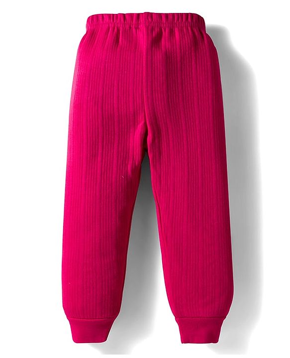 Babyhug Knit Full Sleeves Solid Pullover Thermal Set with Vest - Dark Pink