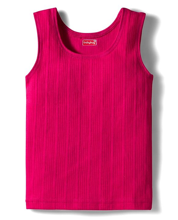 Babyhug Knit Full Sleeves Solid Pullover Thermal Set with Vest - Dark Pink