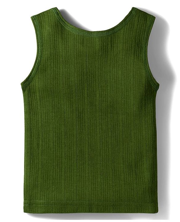 Babyhug Knit Full Sleeves Solid Color Pullover Thermal Inner Wear Set - Olive Green
