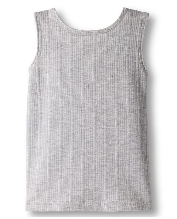 Babyhug Knit Sleeveless Solid Color Thermal Inner Wear Vest -  Light Grey