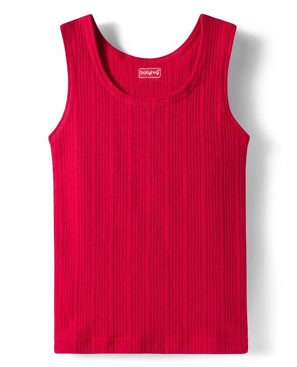 Babyhug Knit Sleeveless Solid Thermal Vest - Red