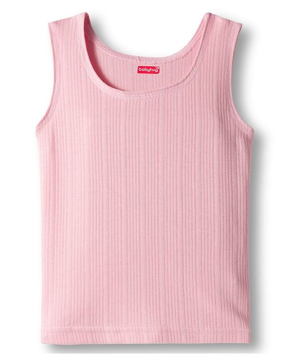 Babyhug Knit Sleeveless Solid Color Thermal Inner Vest -  Pink