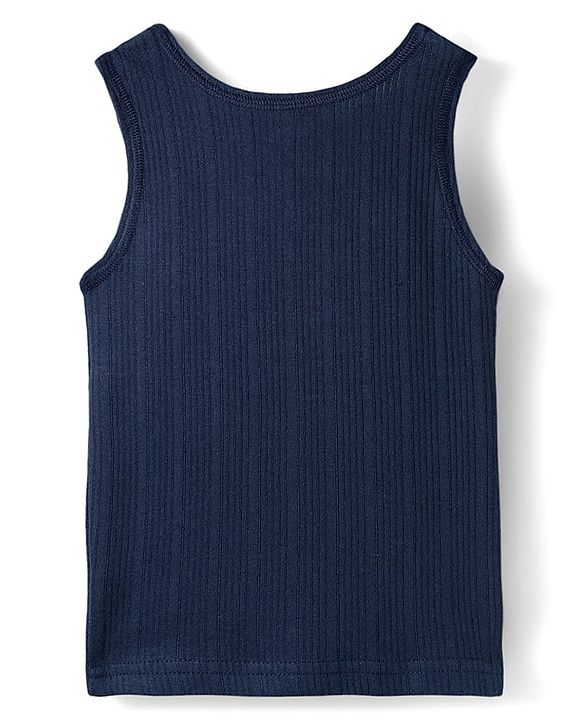 Babyhug Knit Sleeveless Solid Thermal Vest - Navy Blue