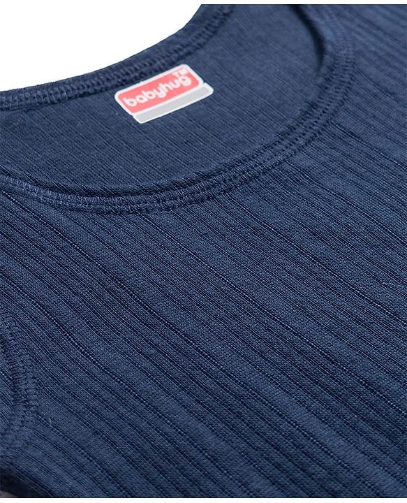 Babyhug Knit Sleeveless Solid Thermal Vest - Navy Blue