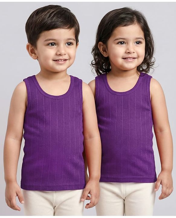 Babyhug Knit Sleeveless Solid Thermal Vest - Purple