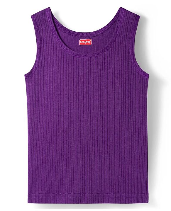 Babyhug Knit Sleeveless Solid Thermal Vest - Purple