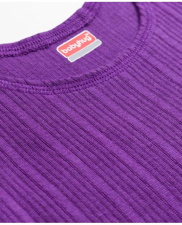 Babyhug Knit Sleeveless Solid Thermal Vest - Purple