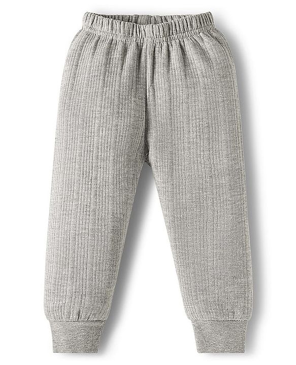 Babyhug Knit Full Sleeves Solid Front Open Thermal Set - Light Grey