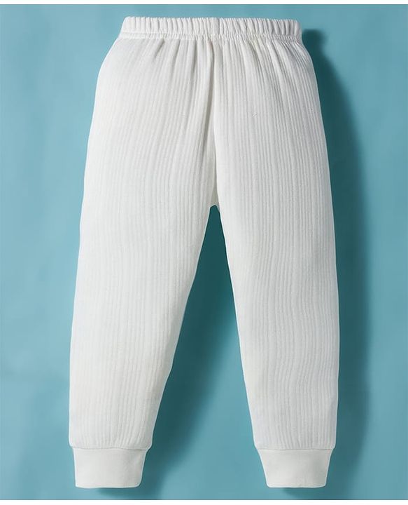 Babyhug Knit Full Sleeves Solid Colour Thermal Inner Wear Set - Off White