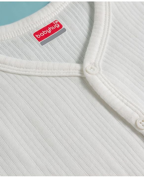 Babyhug Knit Full Sleeves Solid Colour Thermal Inner Wear Set - Off White