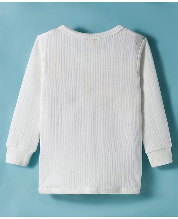 Babyhug Knit Full Sleeves Solid Colour Thermal Inner Wear Set - Off White