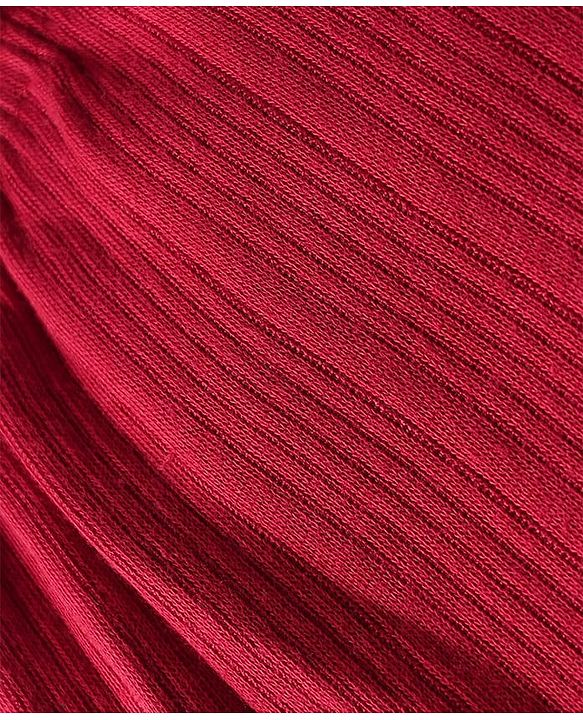 Babyhug Knit Full Sleeves Solid Color Thermal Vest & Pant Set - Red