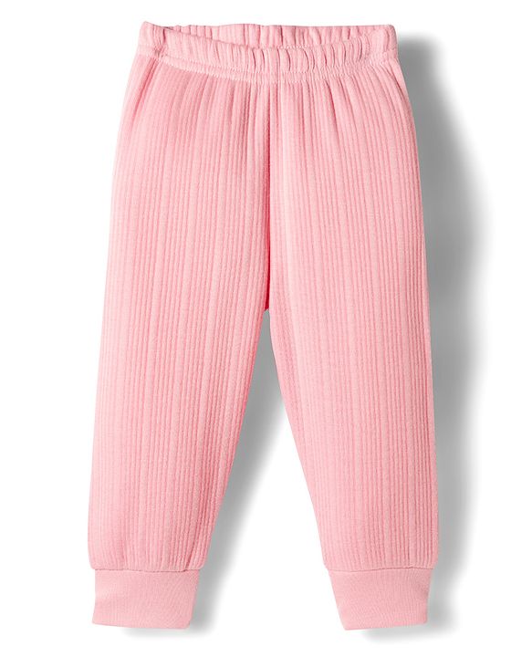 Babyhug Knit Full Sleeves Solid Front Open Thermal Set - Pink