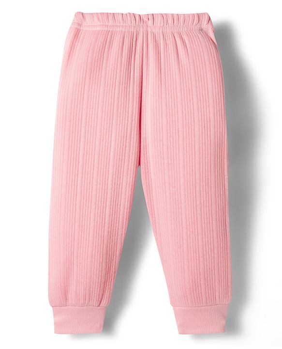 Babyhug Knit Full Sleeves Solid Front Open Thermal Set - Pink
